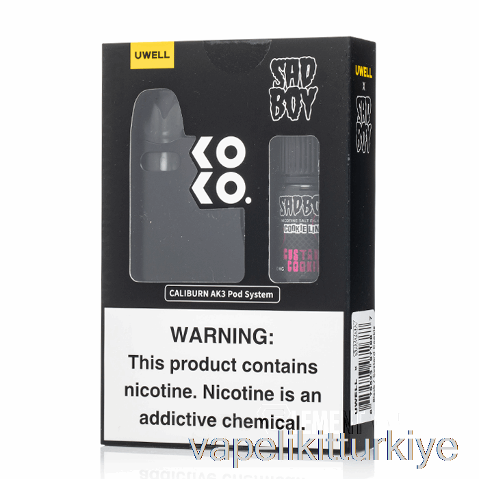 Vape Likit Uwell X Dv Caliburn Ak3 Kiti + 50mg Nic Salt [siyah] Sadboy - Kremalı Kurabiye